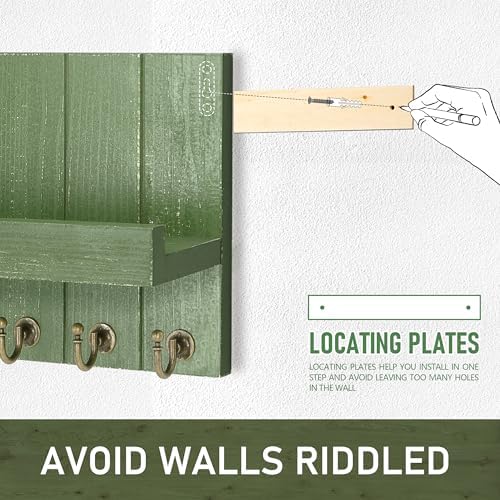 Rebee Vision Key Holder Wall Mount with Shelf for Home Decor, Green - Image 5