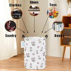 Round Laundry Basket Collapsible Storage Hamper Organizer Romantic Tulip - Image 4
