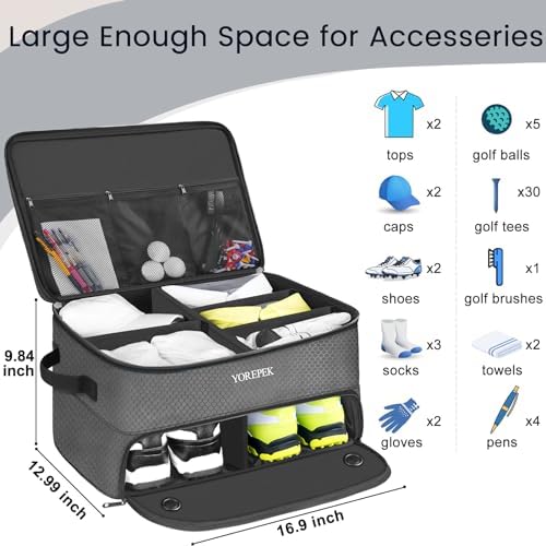 YOREPEK Golf Gifts for Men, 2 Layer Golf Trunk Organizer for 2 Pair Shoes - Image 5