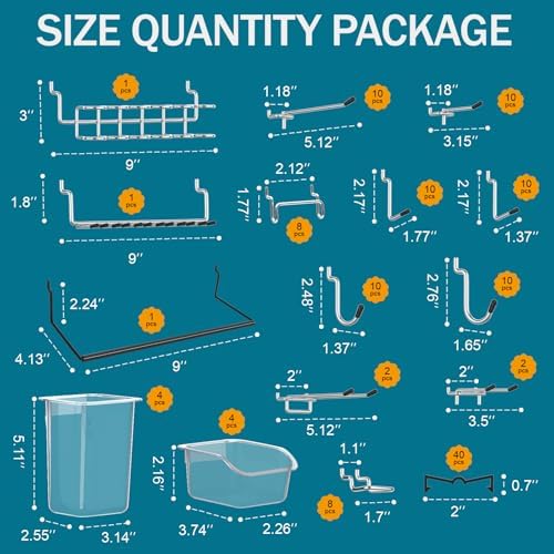 Peg Board Kit, Includes Pegboard and Accessories,with Hooks and Bins,Peg Board Wall Organizer for Office,Ornaments Display,Crafts Organization (129, White) - Image 3