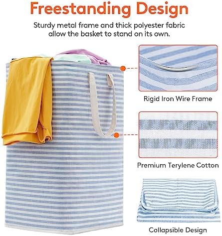Lifewit 2 Pack Laundry Basket 80L Each, Collapsible Clothes Hamper with Reinforced Handles, Freestanding Waterproof Design for Bedroom and Laundry Room, Blue 160L Total - Image 2