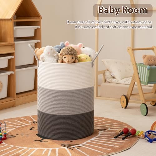 OIAHOMY 60L Nursery Hamper Laundry Basket Laundry Hamper Gradient Grey - Image 3