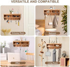 Key Holder Wall Mount with Mail Organizer, 6 Hooks & Shelf, Brown - Image 5