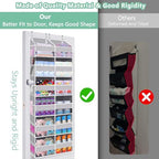 UVIAHOMI Heavy Duty Over The Door Organizer 6 Tiers, Extra Large Behind Door Storage of 12 Front & 12 Mesh Pockets, 80lb Weight Capacity, Hanging Doors Storage for Closet Bedroom Nursery, Light Gray - Image 6