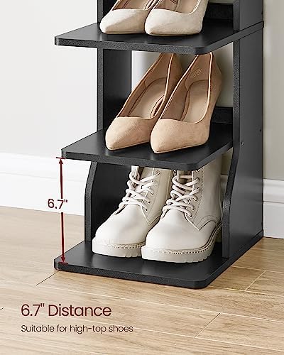 VASAGLE 7-Tier Vertical Shoe Rack, Narrow Shoe Storage Organizer with Hooks - Image 3