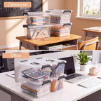 Storage Bins with Lids,7Qt Clear Stackable Storage Containers With Lids Buckle Latches.Perfect for LEGO, Crafts, Office Supplies, and Dorm Room Organization,6-Pack,ClearBlack - Image 5