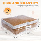 Clear Zippered Plastic Clothes Storage Bags, 6 Pack, White | Clear Storage Bags with Zipper Plastic Storage Bags for Clothes Sweaters Blankets Sheets, Size: 15.7 x 13.8 x 3.9 Inch - Image 5