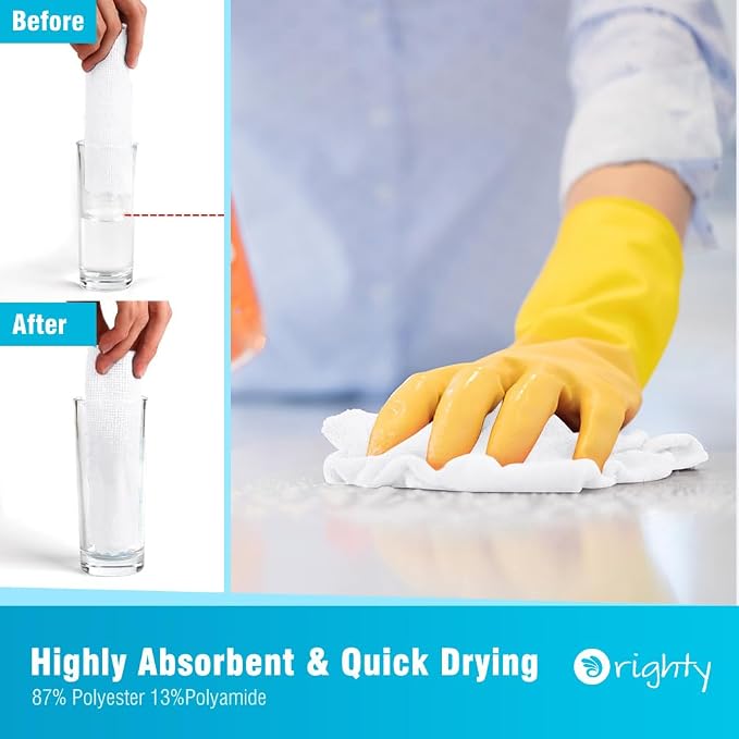 Orighty Microfiber Cleaning Cloth - 24 Pack, White Cleaning Rags 12x11 inch - Image 3