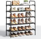 Kitsure Shoe Rack for Closet, 26.6" Wide - 5 Tiers, Black | Shoe Organizer for Front Door Entrance, Stackable Shoe Shelf, Closet Organizers and Storage by Kitsure