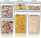 Ankou Airtight Food Storage Container Sets with Lids 6Pcs Pop Containers for Kitchen Pantry Organization BPA-Free Stackable Kitchen Storage Containers for Cereal Flour Sugar (0.5, 1.2, 1.8qt)*2 by ANKOU