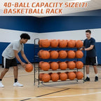 Colingmill Heavy Duty Basketball Rack with Wheels, Multi-tier Rolling Ball Storage Cart, Sports Equipment Organizer for School, Gym, Club Shoot Training(55 x 14 x 47 Inches,40 Balls) - Image 5