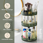 360° Rotating Makeup Organizer, Upgraded 3 Tier Skincare Perfume Organizers for Women, Bathroom Organizer Countertop, Clear Cosmetic Dresser Organizer with Makeup Brush Holder, Sink&Counter (Green) - Image 5