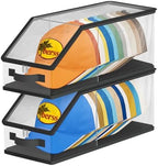 AOODA 2PCS Stackable Hat Storage for Baseball Caps, Clear Hat Organizer for Closet Holds up to 24 Caps, Men‘s Hat Box Display with Cardboard (Black) by AOODA