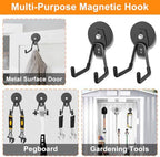 ENUODA Strong Magnetic Hooks Large Rare Earth Magnet Hooks Heavy Duty Utility Magnetic Tool Holder for Garage Organization, Van, Barn, to Hang Bag, Coat, Power Tool, Toolbox, Shovel, Broom,6 Pack - Image 5