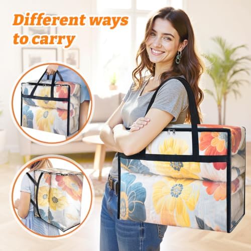 BlissTotes Moving Bags 90L 6PCS, Clear Clothes Storage Under Bed Storage | Foldable Clothes Storage Bags with Sturdy Zippers & Handles for Comforter, Bedding, Books, Sheet, Transparent Containers - Image 7