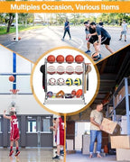 EXTCCT Basketball Rack with Wheels, 4 Tier Garage Ball Storage Organizer - Image 6