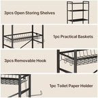 Gizoon Over-The-Toilet Storage Rack with Adjustable Shelf and Basket, 4-Tier Freestanding Space Saver Bathroom Shelves Above Toilet for Room - Image 5