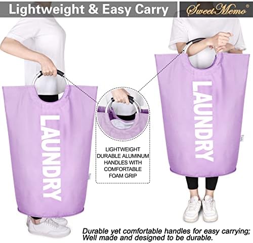 Extra Large Laundry Basket, Big Laundry Hamper Bag Handles, 130L Purple - Image 5