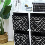 Fabric storage bins Cubes, Fabric Cube Organizer with Handle, Foldable Cube Bins for Cloth or Accessary Storage, 11x11x11 set of 6,Black Light - Image 3
