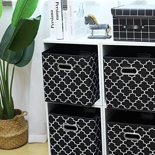 Fabric storage bins Cubes, Fabric Cube Organizer with Handle, Foldable Cube Bins for Cloth or Accessary Storage, 11x11x11 set of 6,Black Light - Image 3