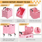SUNALLY Folding Utility Cart Rolling Crate Handcart Shopping Trolley, Pink - Image 7