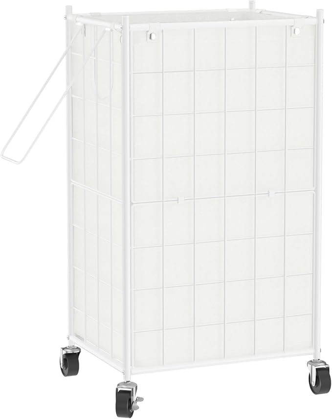 WOWLIVE Rolling Laundry Basket, Metal Wire Frame Laundry Hamper with Wheels by WOWLIVE