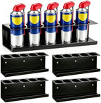 4 Pack Wall-Mounted Spray Bottle Holder, Heavy-Duty Steel Black Aerosol Can Storage Rack with 20 Holes, Spray Paint Can Organizer for Garage, Shop, Home, Tool Trailer & Service Truck by StorageRacks