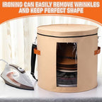 Suzile 4 Pcs Hat Boxes Oversized Round Cowboy Hat Storage Box for Women Men 19" x 17" Cowboy Large Felt Organizer Bag Baseball Cap Container with Dustproof Lid for Clothes Case Travel Gift(Camel) - Image 4