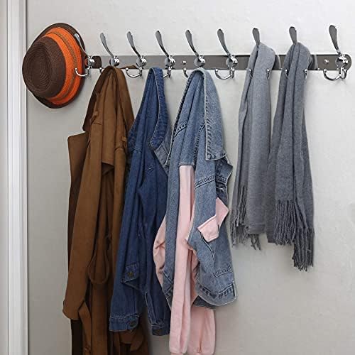 Dseap Coat Rack Wall Mount - 38” Long 10-Tri-Hooks Heavy Duty Coat Hanger Rail Wall Hooks for Hanging Coats Hats Clothing Clothes Purse Mudroom Entryway, Chromed - Image 3