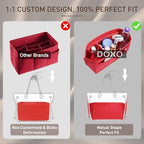 Doxo Purse Organizer Insert for Handbags & Base Shaper 2pc Set, Felt Neverfull PM Organizer Insert, Tote Bag Organizer with Zipper Pocket and Bottle Holder, Fit Neverfull PM and More, Red-M - Image 5
