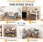 SUNALLY Stackable Storage Bins 4 Pcs Wire Baskets Freezer Organizer, Black - Image 7
