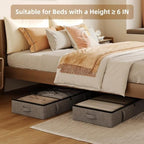 Side-Supported Underbed Storage Containers, 6 Inch 60L Clothes Storage Bin | Underbed Storage Bin with Sturdy Sidewalls, Closet Organizer for Clothes, Blankets, Seasonal Items, Linen Gray, 2 Pack - Image 2