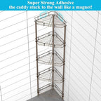 HuggieGems Metal Floor Standing Corner Shower Caddy, Bronze, 5 Tier - Image 2