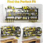 POKIPO Extra Large 64" W Power Tool Organizer Wall Mount, 1000 lbs Load Capacity, Heavy Duty 4 Tier Garage Storage Rack with 8 Drill Holders, 2 in 1 Corner or Straight Installation - Image 2