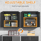 Metal Garage Wall Cabinet with 2 Doors and 1 Adjustable Shelf,Lockable Floating Tool Cabinet with Pegboard,Black Steel Storage Cabinet for Kitchen,Office,Garage,Laundry,Warehouse(Black, 26" H) - Image 4