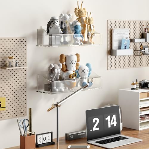 Clear Acrylic Shower Shelves, Adhesive Bathroom Caddy Organizer, 3-Pack - Image 6