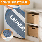 Collapsible Laundry Baskets, Foldable Laundry Basket with Dual Handles, Tear-proof Dirty Clothes Hampers for Laundry, Easy to Carry Pop Up Hamper for Bedroom, Bathroom, Dorm, Laundry Room Blue - Image 3