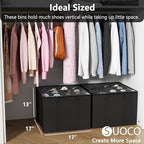 SUOCO 2 Pack Shoe Organizer for Closet, Fits up to 32 Pairs, Small Space Shoe Storage Boxes Bins Containers w/Adjustable Dividers and Clear Top, Black - Image 4