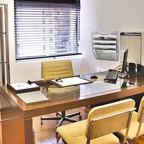EASEPRES 5 Pocket Mesh Hanging Wall File Organizer, Wall Mounted Mail Paper Document Folder Holder, Clipboard Storage Organization Magazine Rack with Nametag Label for Office Home School, Silver - Image 6