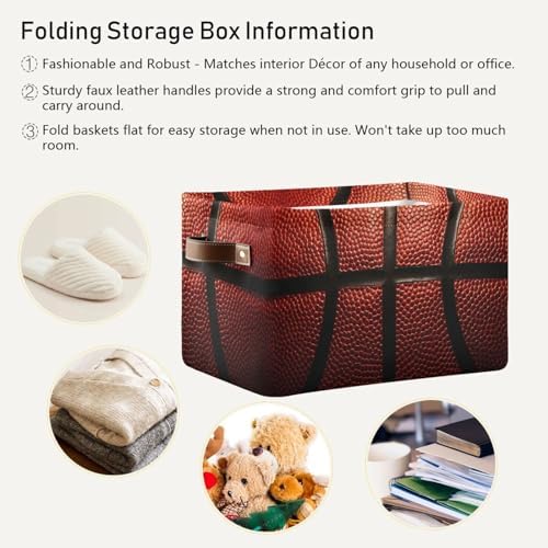 Basketball Print Rectangular Storage Basket Organizer Bin Shelf Baskets For Clothes Gifts For Home Office Dorm - Image 4