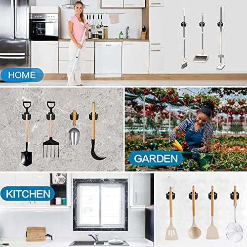 JAMEND CLXP 12PCS Broom and Mop Holder, Heavy Duty Garden Tool Organizer Rack Rake and Shovel Handle, Stainless Steel Mop Hanger. Wall Mounted with Screws.Matte Black - Image 7