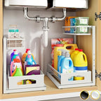 Under Sink Organizer, 2-Pack L-Shaped Metal Pull-Out Drawers for Kitchen by Fabutier