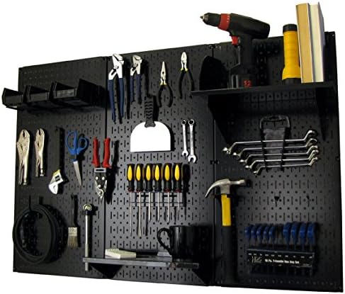Wall Control Pegboard Organizer 4 ft. Metal Pegboard Standard Tool Storage Kit with Black Toolboard and Black Accessories by Wall+Control