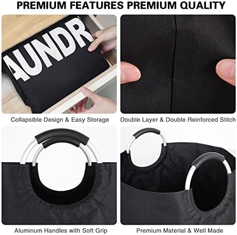 Oversized Laundry Basket, Huge Laundry Hamper Bag with Handles, 160L Black - Image 4