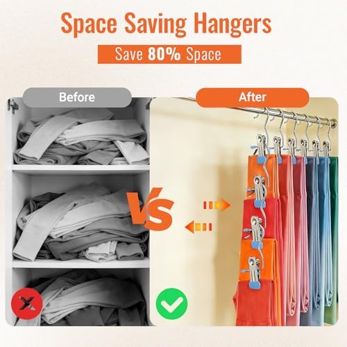 30 Pack Pants Hangers with Clip，Legging Organizer and Jean & Shorts Hangers - Image 4