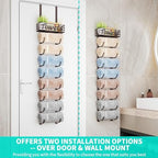 HapiRm Towel Racks for Bathroom Storage - 9 Tier Over The Door & Wall Mount Rolled Towel Storage Organizer Holder with Metal Shelf Basket for Small Bathroom, Camper, Rv - Bronze, Patented - Image 2