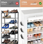 VTRIN Vertical Narrow Shoe Rack Organizer Tall Shoe Rack for Closet Entryway 10 Tier Non-Woven Cover Shoe Shelf Holds 36-41 Pairs Free Standing Shoe Storage Cabinet with Dustproof Cover, White - Image 6