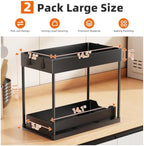 Simple Trending Under Sink Organizer 2 Pack, Sink Pull-Out Sliding Storage Cabinet, 2-Tier Under Shelf Organizer for Kitchen Bathroom, Black - Image 2