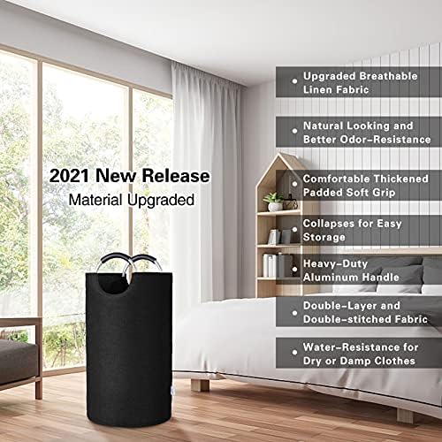 Large Laundry Basket, Laundry Hamper Bag with Handles, 115L Heather Black - Image 6