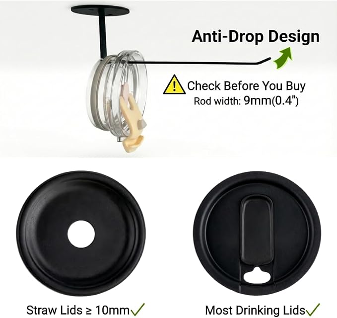 4 Pack No Drill Cabinet Door Lid Organizer for Plastic & Tumbler Lids, Inside Cabinet Wall Mounted Storage, Compatible with Tupperware & Yeti, with Magnetic Straw Holder - Image 3